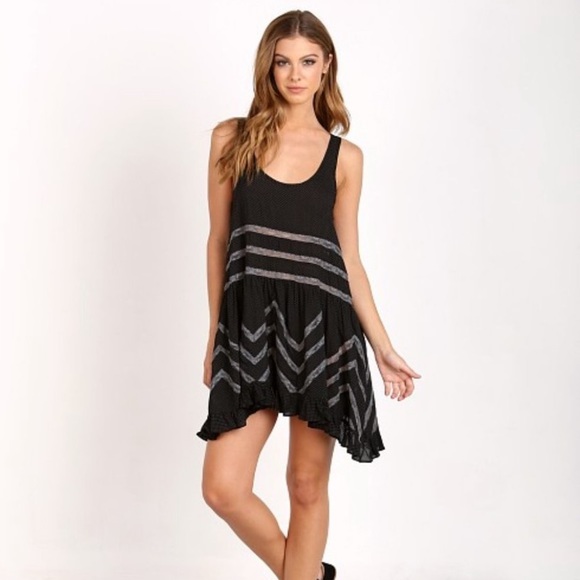 Free People Voile and Lace Trapeze Dress in Black - Picture 2 of 6